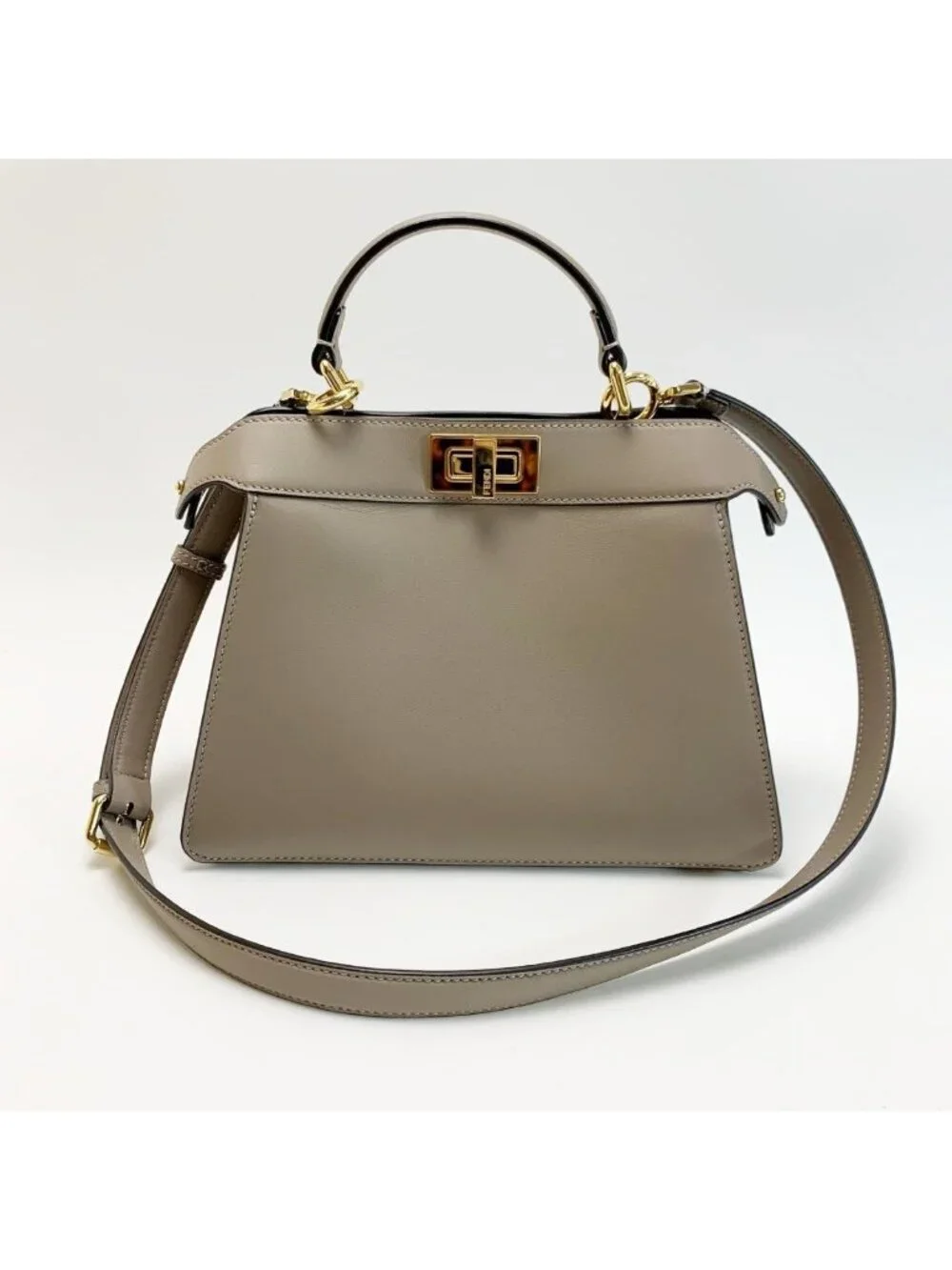 Fendi Handbag Peekaboo Beige Cloth